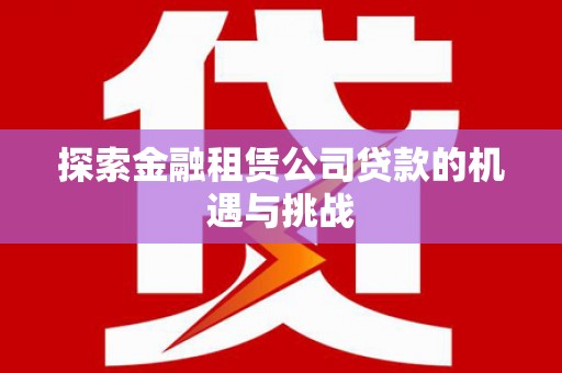 雨花台探索金融租赁公司贷款的机遇与挑战