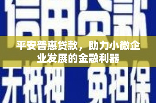 雨花台平安普惠贷款，助力小微企业发展的金融利器