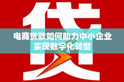 雨花台电商贷款如何助力中小企业实现数字化转型