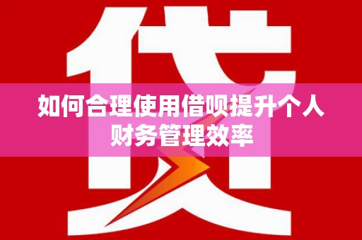 雨花台如何合理使用借呗提升个人财务管理效率